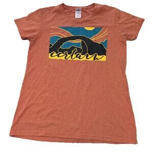 Pumpkin A Colored Tee with Graphic Arch Tee S/M NWOT